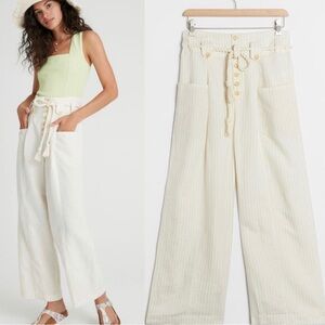 New Maeve Anthropologie Wide Leg Linen Blend High Rise Barrel Boho Summer Sz 8